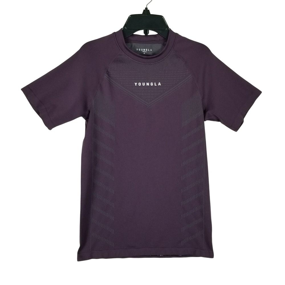YoungLA Compression Shirt Men Medium Plum Purple 465 YLA2793 Gym Tee